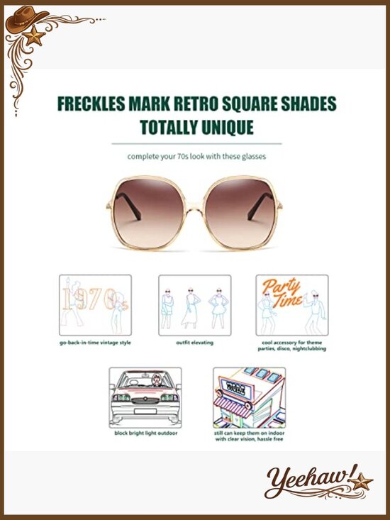Oversized Square Sunglasses Vintage 70s Style UV400 Protection main image 4